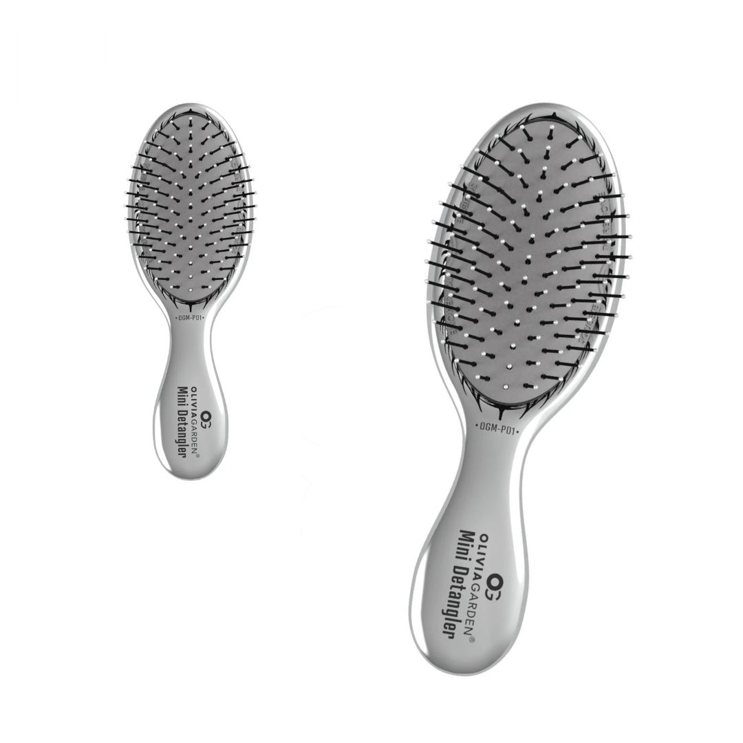 Cepillo Mini Desenredante para Cabello de Medio A Grueso Detangler Plateado - Olivia Garden